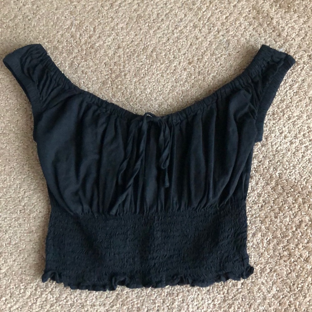 Black off the shoulder crop